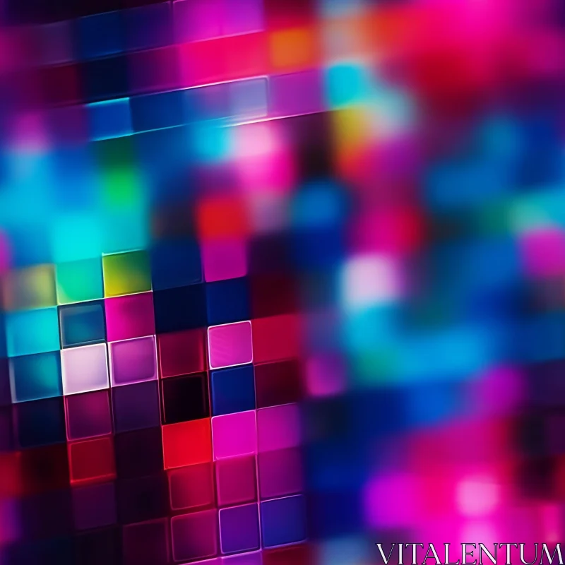 Glowing Neon Colorful Squares - Abstract Modern Mosaic Art AI Image