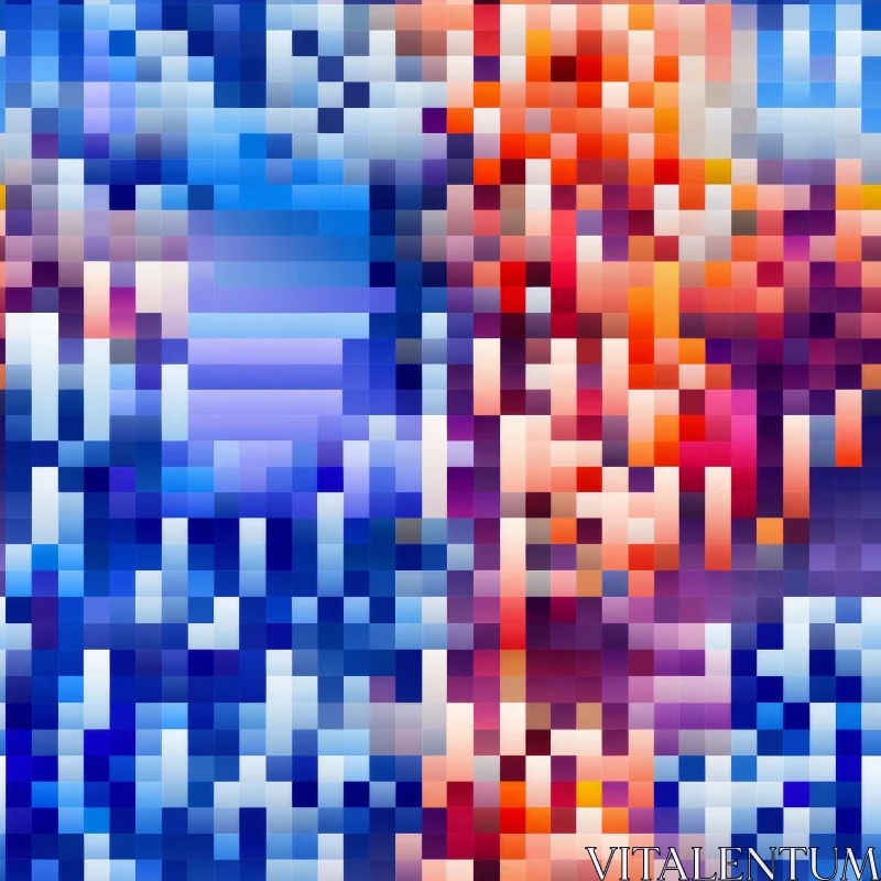 Pixelated Mosaic of Bright Colors | Blue, Orange, Purple AI Image