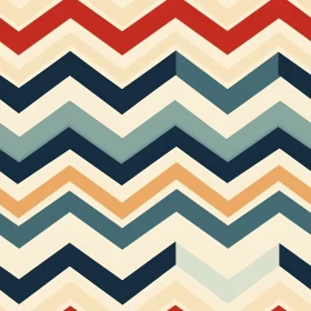 Retro Geometric Zig Zag Pattern in Red, Blue, Green, Yellow