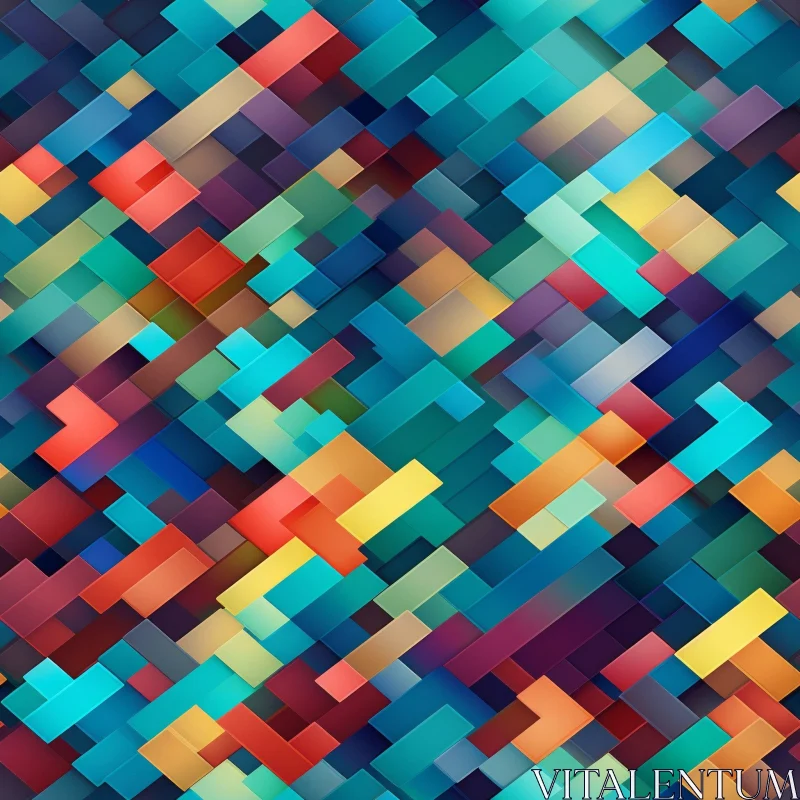 Seamless Geometric Pattern in Blue, Green, Orange, Purple AI Image
