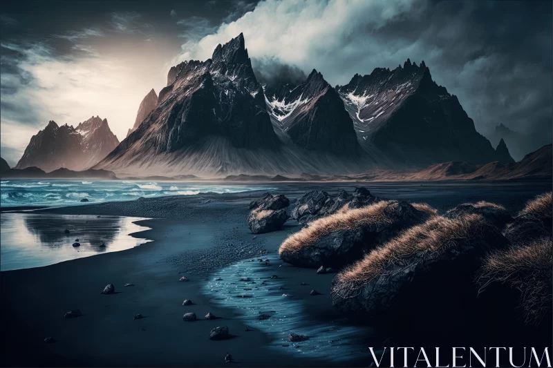 Captivating Rocky Landscape with Mountain | Eerie Dreamscapes AI Image