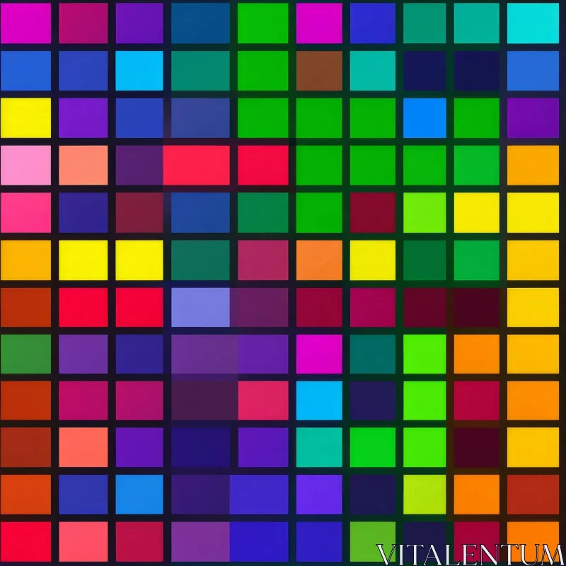 AI ART Colorful Grid of Squares on Black Background