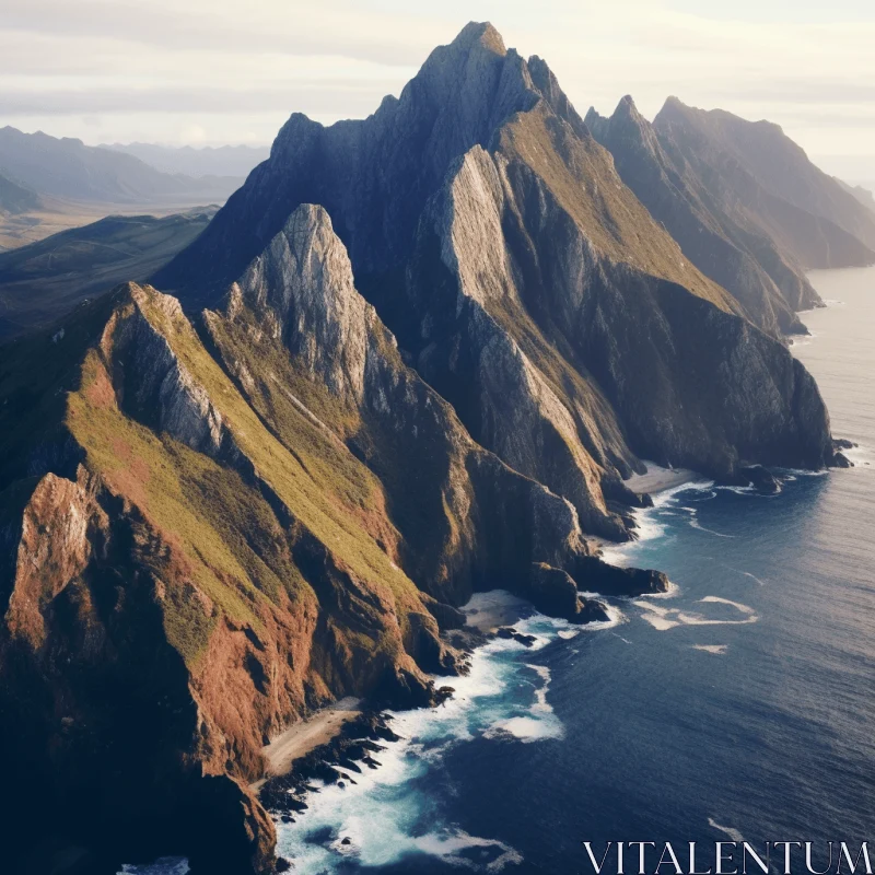 Captivating Mountain and Ocean Landscape AI Image