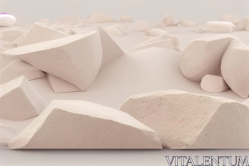 Imaginative Landscape of Rocks in Light Beige and White | Minimalist Art AI Image