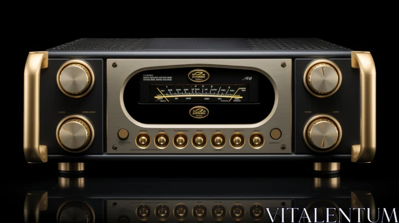 Luxurious Black and Gold Audio Amplifier with Backlit Display AI Image