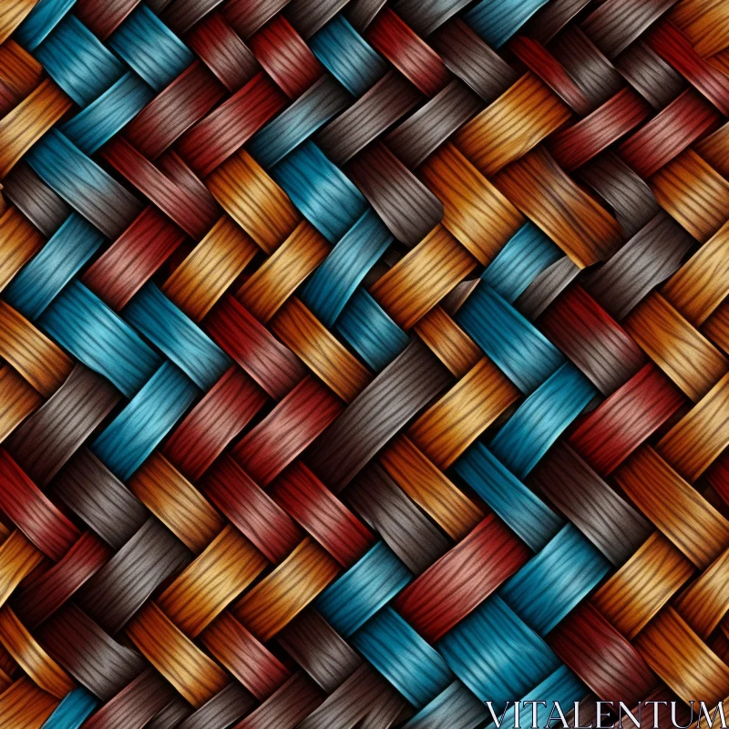 Woven Fabric Seamless Pattern - Blue, Brown, Red AI Image
