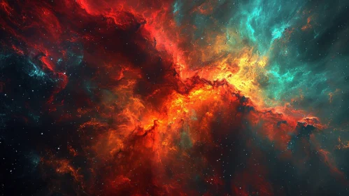 Abstract Painting of a Nebula | Vibrant Colors and Swirling Shapes