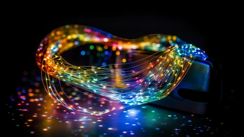 Colorful Glowing Fiber Optic Cable Stock Photo