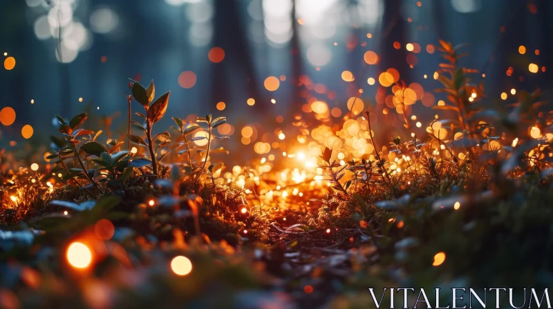 AI ART Enchanting Forest Scene with Glowing Lights - A Captivating Fairy Tale