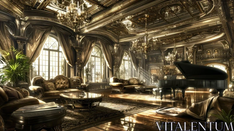Exquisite 3D Rendering of a Magnificent Grand Hall AI Image