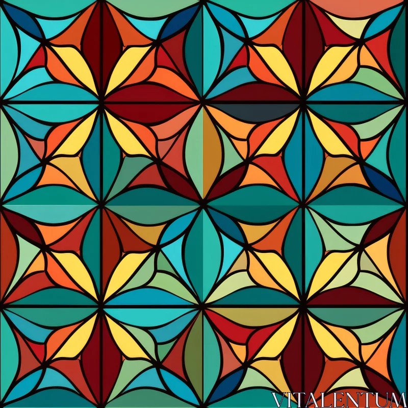 Luxurious Stained Glass Geometric Pattern AI Image