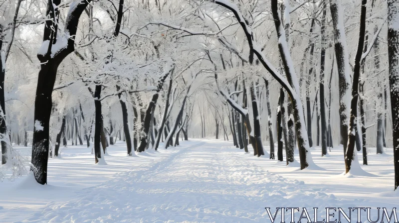 Serene Snow-Covered Park: A Captivating Winter Scene AI Image