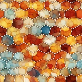 Warm Color Hexagon Mosaic Pattern