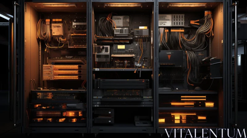 Detailed Server Rack Interior | Networking Equipment | Electronic Devices AI Image