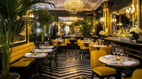 Luxurious Restaurant with Black and White Checkered Floor