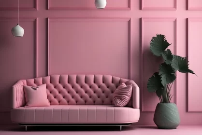 Pink Living Room with Futuristic Victorian Style and Realistic Detailing