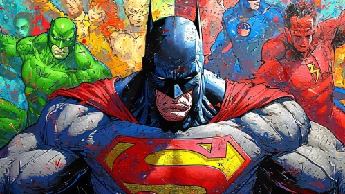 Batman, Superman, and Other Superheroes Painting | Pop Art