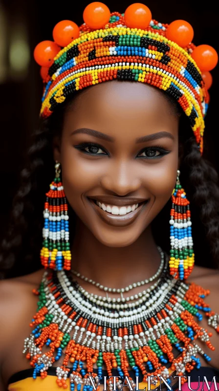 Captivating African Woman in Traditional Dress and Earrings - Photorealistic Contest Winner AI Image
