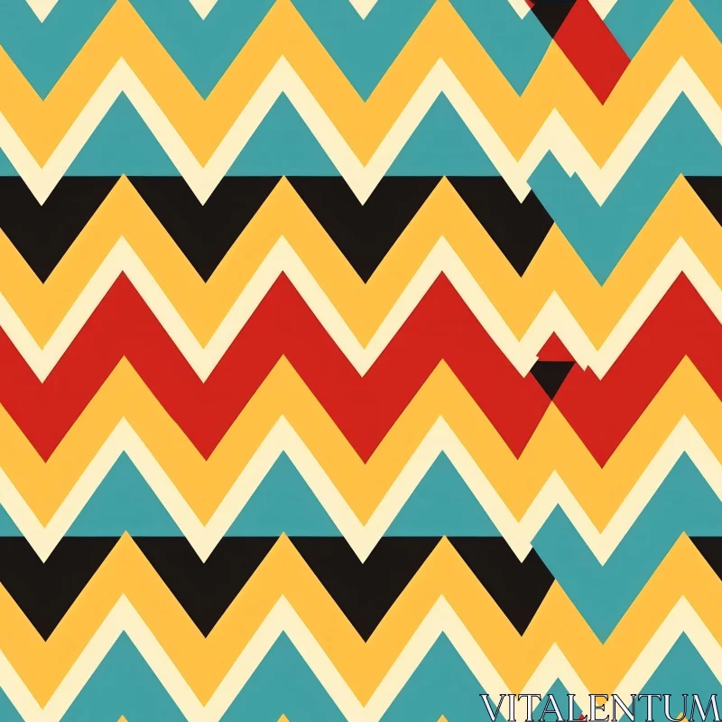 AI ART Colorful Zig-Zag Stripes Pattern - Retro Memphis Style