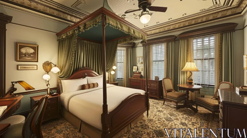 Luxurious Hotel Room with Victorian Decor | Opulent Interior Design AI Image