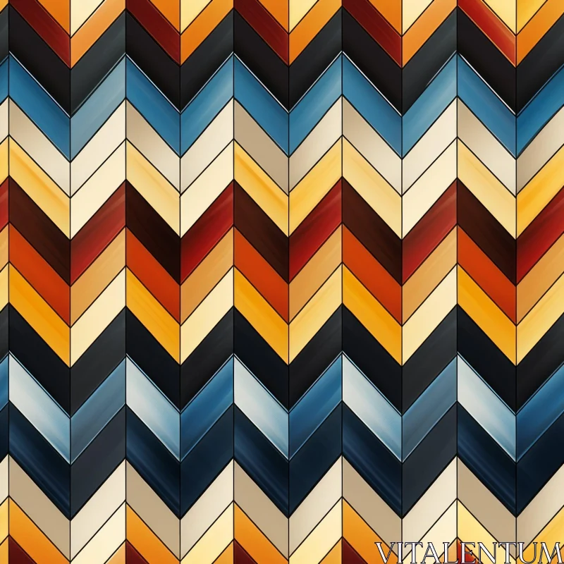 AI ART Reflective Herringbone Pattern - Blue, Orange, Red, Yellow Tiles