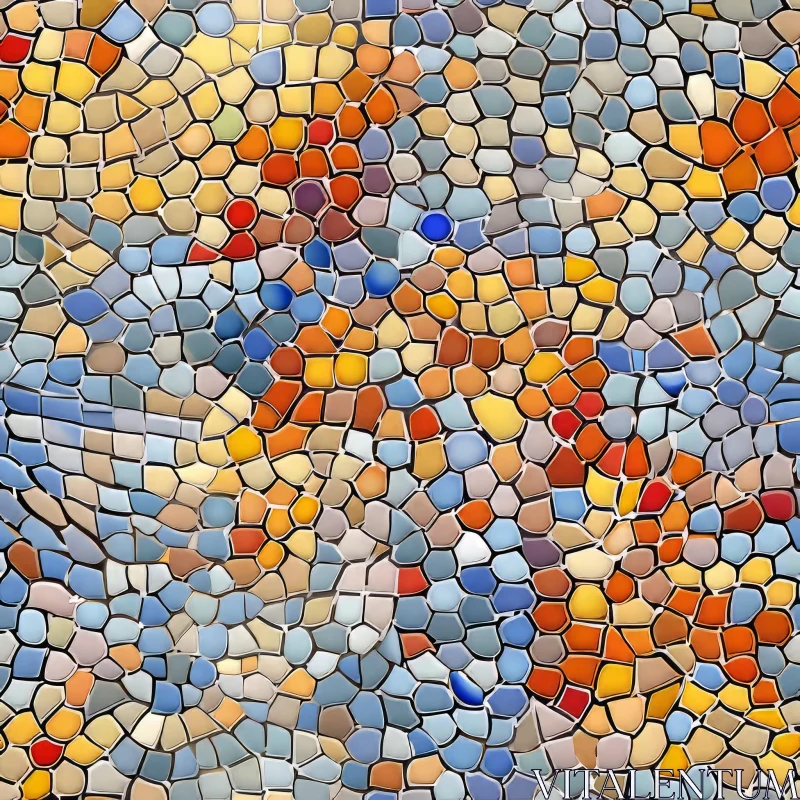 Colorful Tiles Mosaic Pattern on White Background AI Image