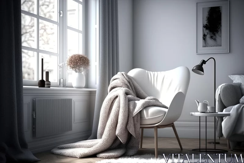 Dreamy Living Room with White Chair | Cozy and Serene Interior AI Image