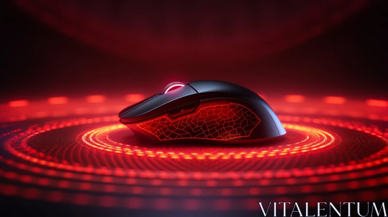 Innovative Red Backlit Gaming Mouse on Abstract Background AI Image
