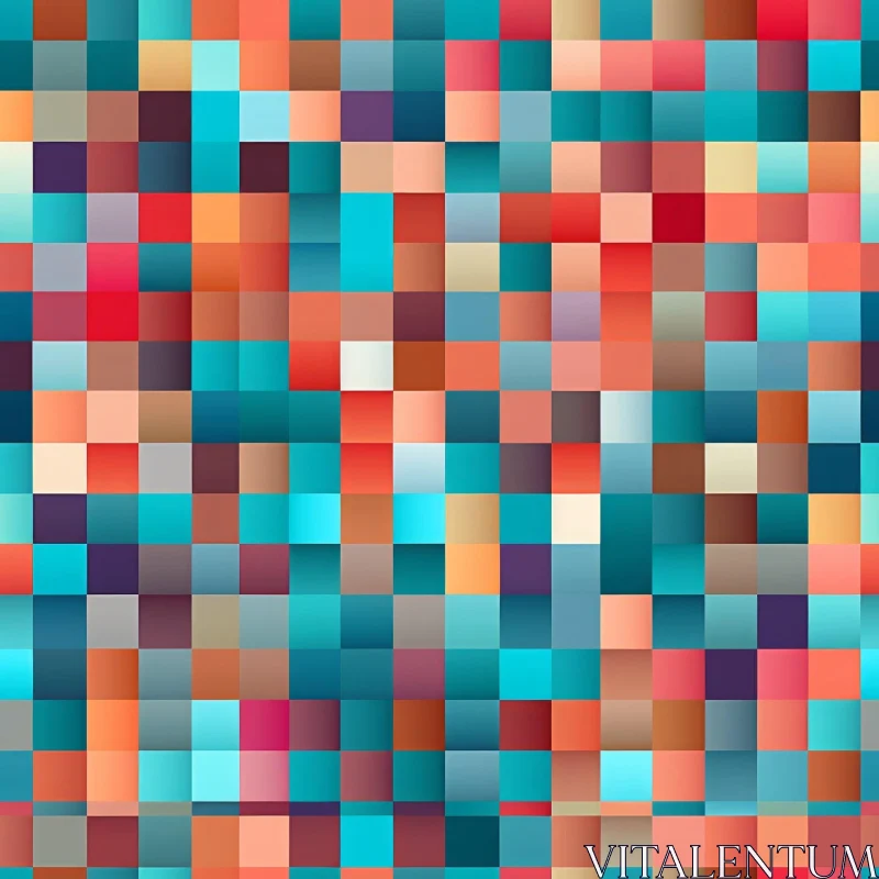 Pixelated Mosaic with Warm and Cool Color Gradient AI Image