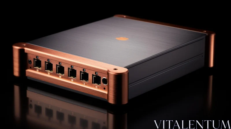 Black and Copper Metal Box with Ethernet Ports AI Image