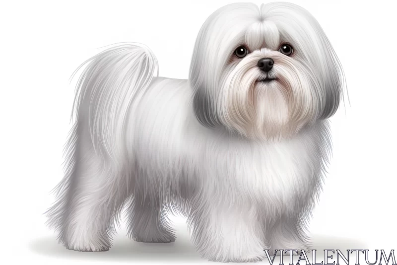 AI ART Delicate and Polished: White Dog in Digitally Enhanced Style