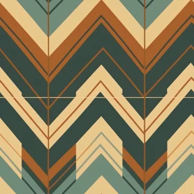 Herringbone Geometric Pattern - Green and Brown Stripes Design