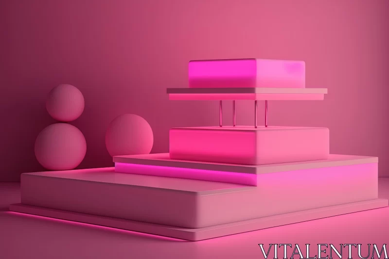 Luminous 3D Pink Table Top: A Captivating Abstract Composition AI Image