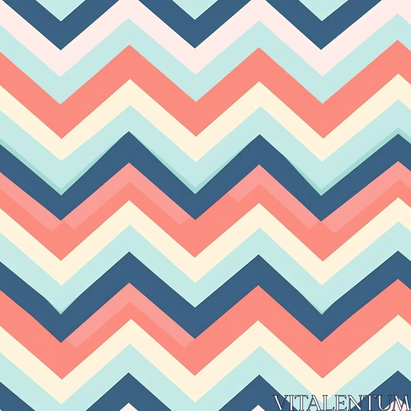 Retro Blue Pink White Chevrons Pattern AI Image