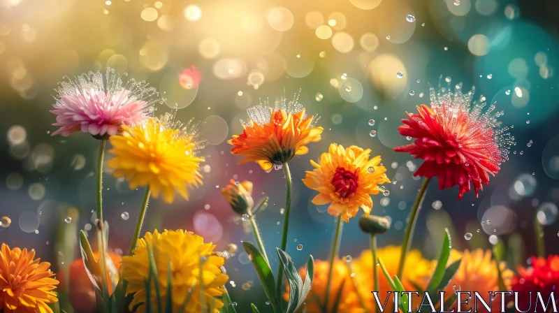 Vibrant Flower Garden: A Captivating Close-up AI Image