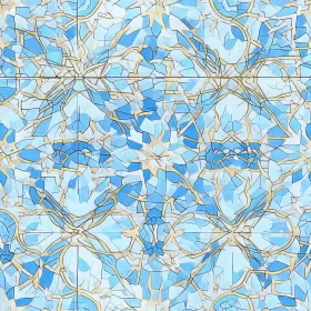 Blue and White Geometric Tile with Floral Pattern