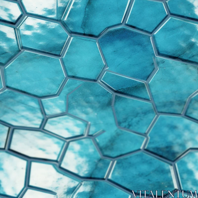 Blue Glass Mosaic Tiles - Cracked Pattern and Glossy Finish AI Image