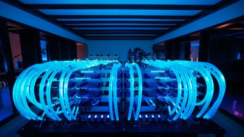 Colorful Computer Servers in Dark Room - Technology Image