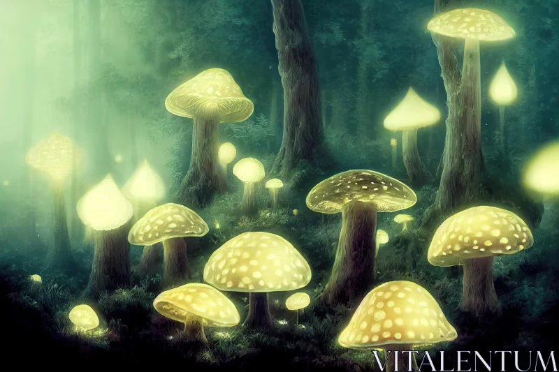 Enchanting Forest Mushrooms: A Captivating Illustration AI Image