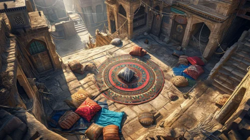 Enchanting Top View of Ancient City Courtyard