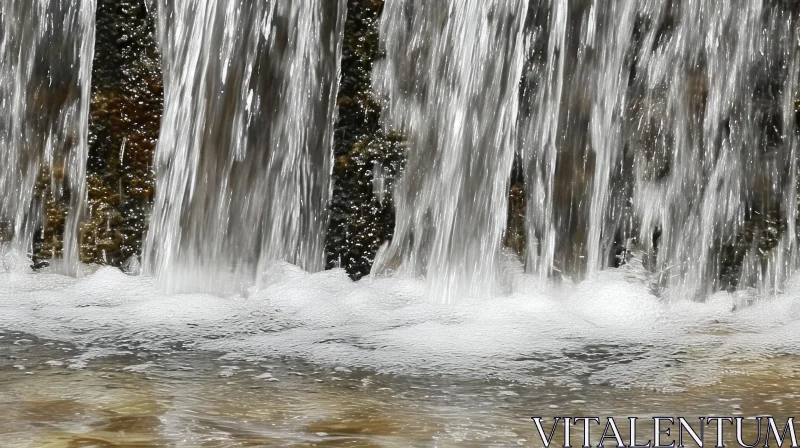 Captivating Waterfall Close-up: Serene Beauty and Sparkling Water AI Image