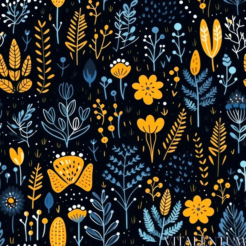 Charming Hand-Drawn Floral Pattern AI Image