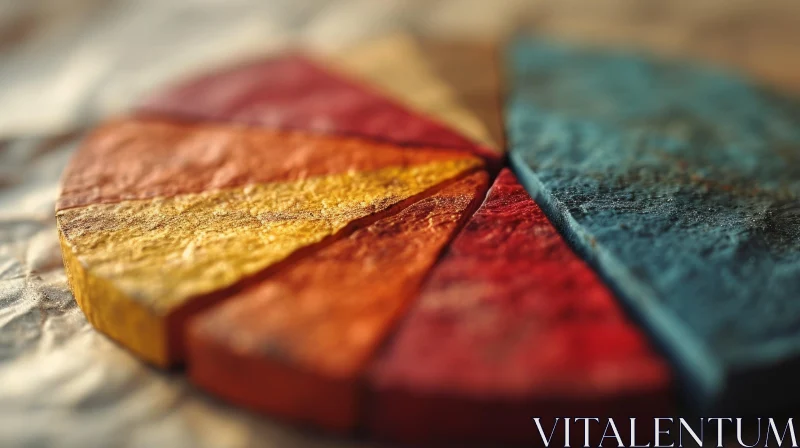 Colorful Wooden Pie Chart Close-Up | Abstract Art AI Image