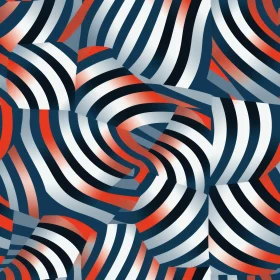 Curved Shapes Abstract Pattern in Blue and Red