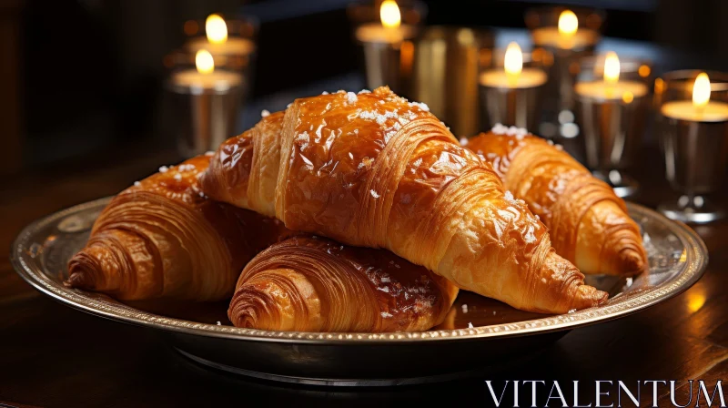 Delicious Golden Brown Croissants on Plate AI Image