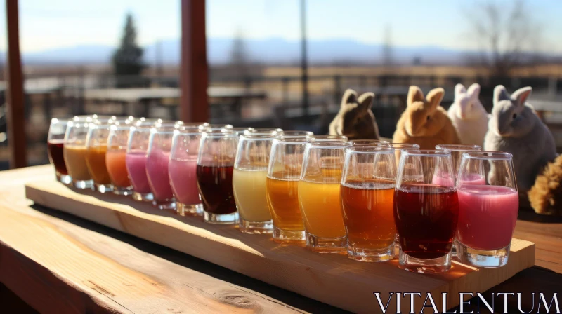 Enchanting Array of Juices: A Rustic Charm AI Image