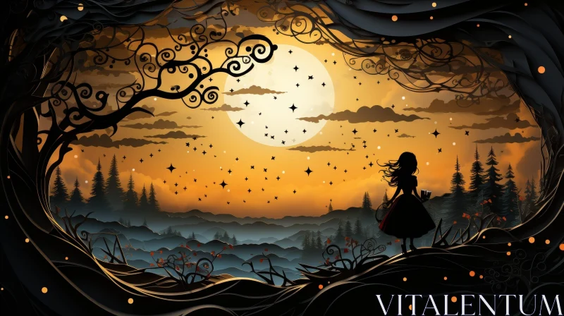 Enigmatic Night Forest Illustration