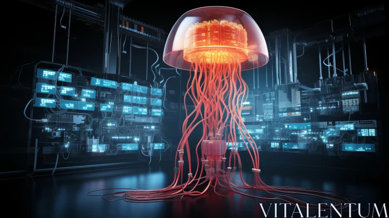 Futuristic Jellyfish Circuit - Harmony of Nature and Technology AI Image