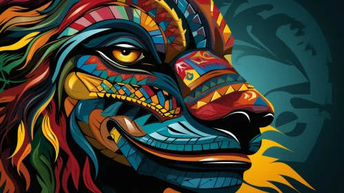 Lion's Face Illustration - Unique and Colorful Artwork