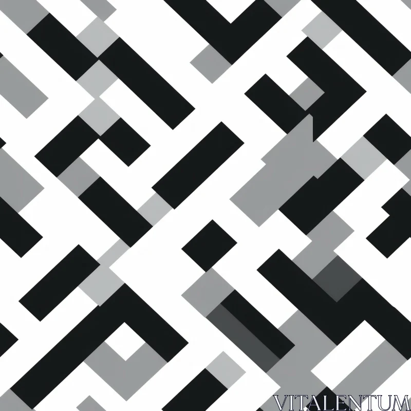 AI ART Monochrome Geometric Pattern - Abstract Design